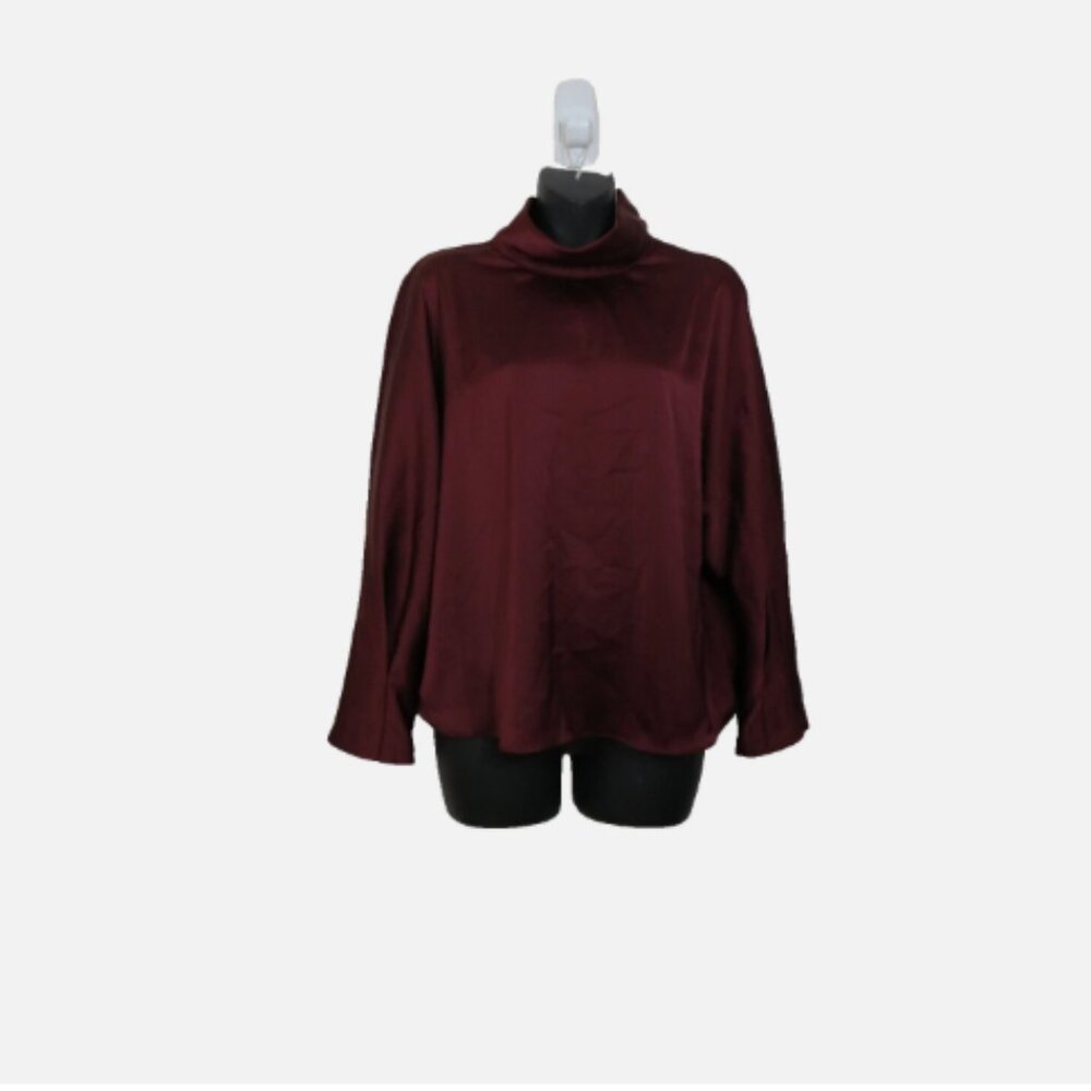 Favorite Daughter size Medium Satin Long Sleeve Top The Beverly Blouse Drape NEW